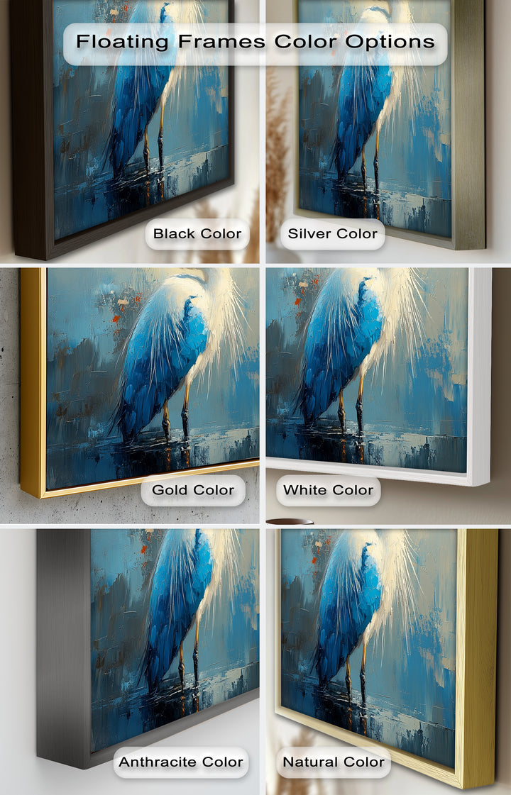 Modern Blue Heron - Animal Oil Painting