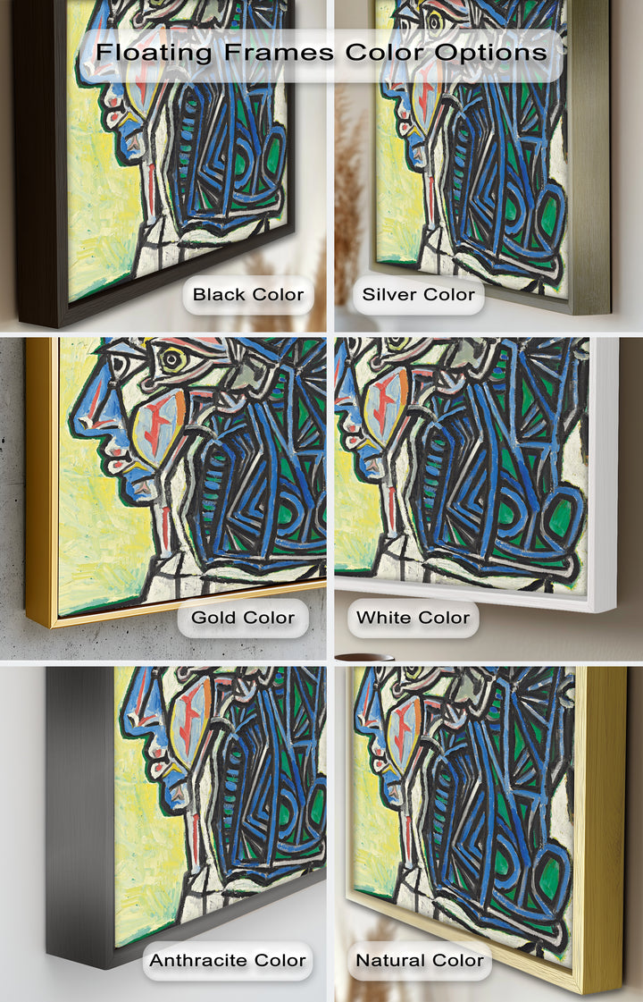 Geometric Portrait with Cyan and Emerald Tones - Picasso Oil Painting