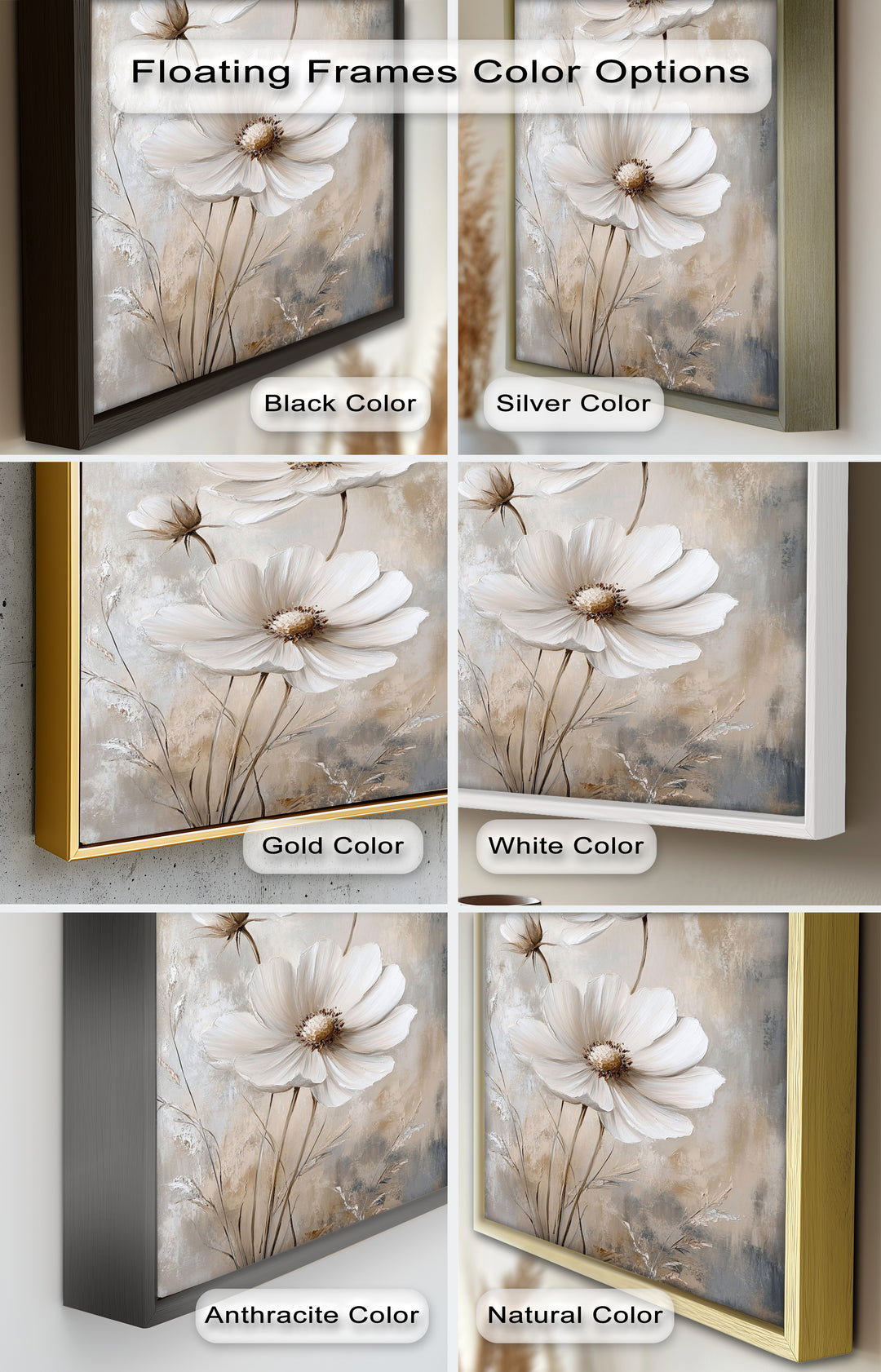 Soft Ivory Florals in Warm Neutrals - Flower Oil Painting