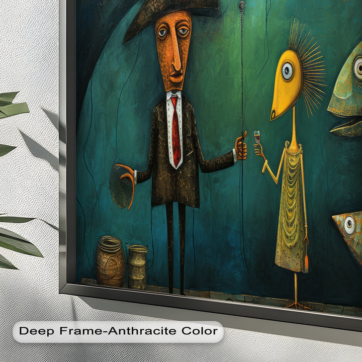 Underwater Toast – Whimsical Surrealist Picasso Oil Painting