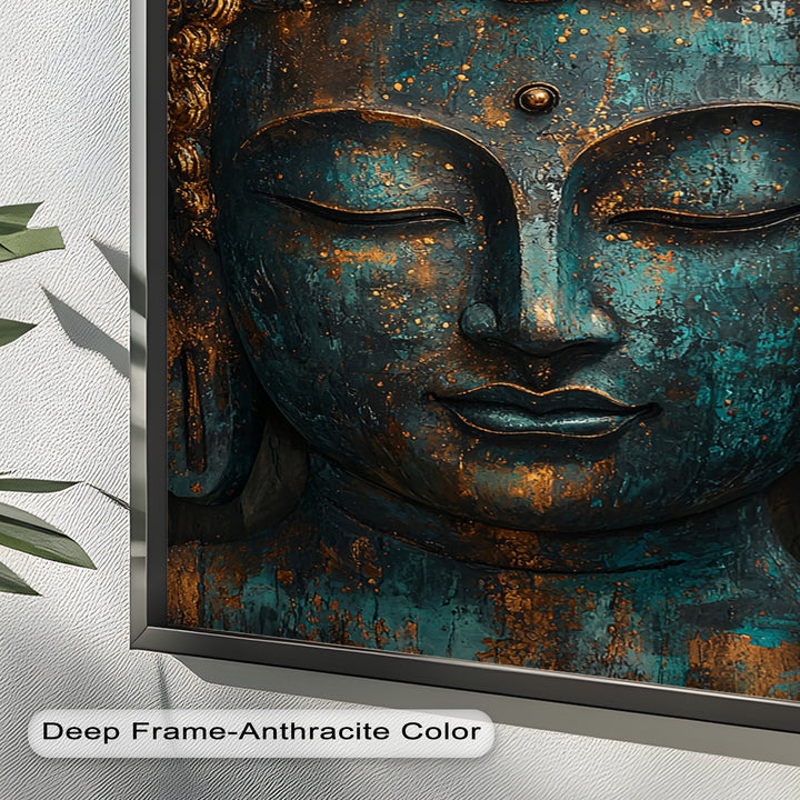 Turquoise Buddha Wall Art – Religious Oil Painting