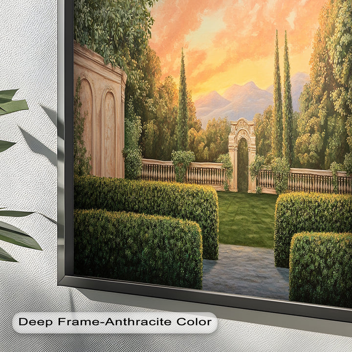 Sunset Garden Gateway – Classical Landscape Oil Painting