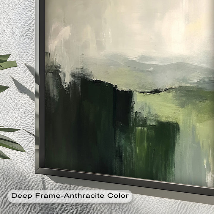 Misty Valley Horizon – Green Abstract Oil Painting