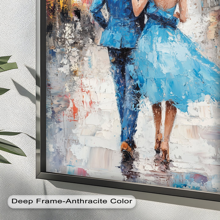 Forever in the Rain – Romantic Couple Love Oil Painting