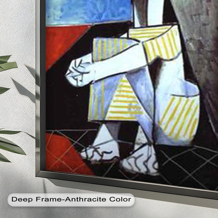 Seated in Reflection – Picasso Style Abstract Oil Painting