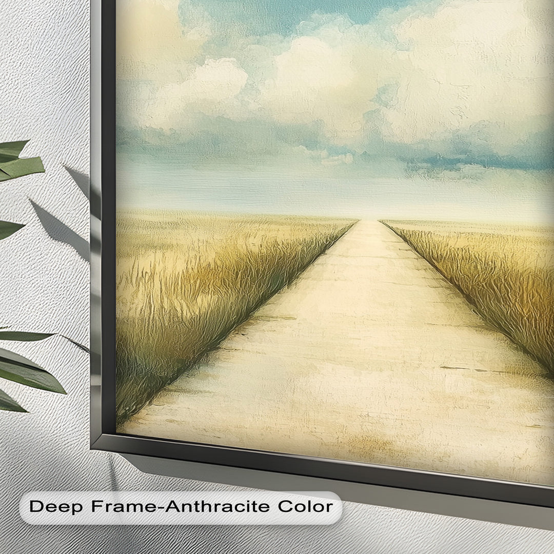 Minimal Nature Wall Art – Road Landscape Oil Painting