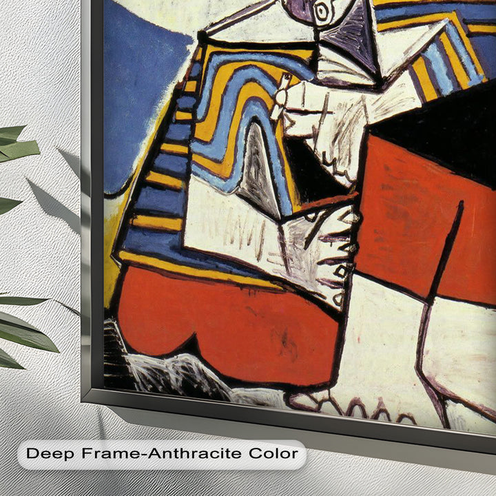 Abstract Man with Cap Wall Art – Cubist Oil Painting