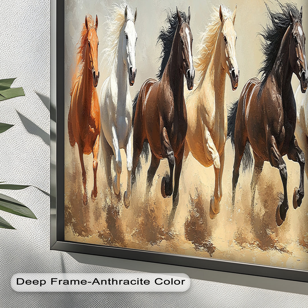 Thundering Harmony – Multicolor Horses Oil Painting