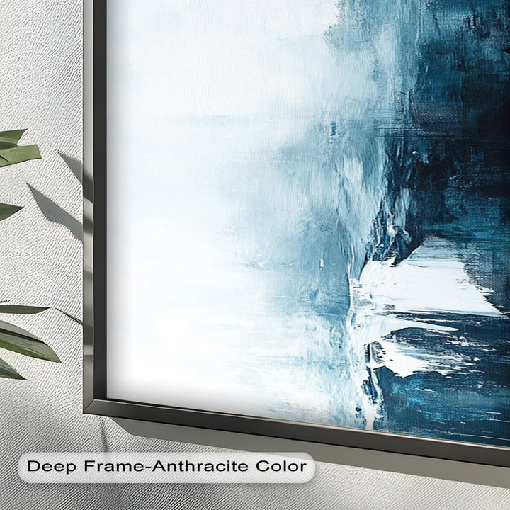 Midnight Fjord – Deep Blue Abstract Oil Painting