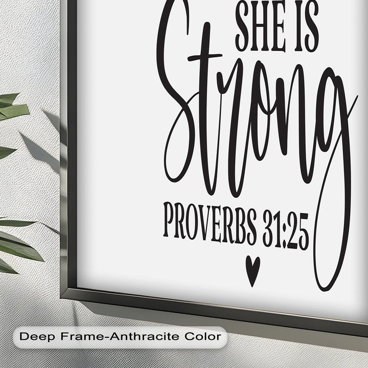 She Is Strong – Proverbs 31:25 Bible Verse Oil Painting