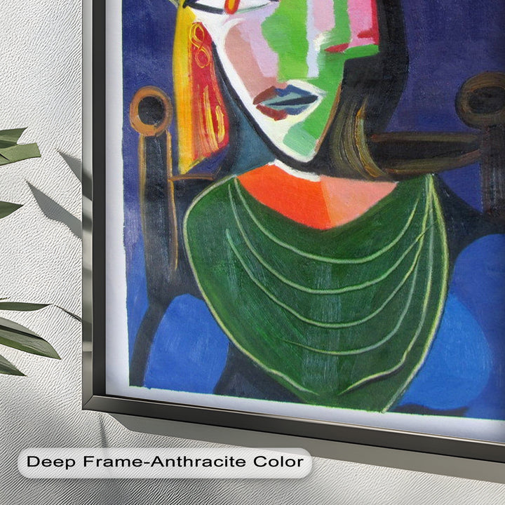 Jade and Indigo Muse – Abstract Woman Picasso Oil Painting