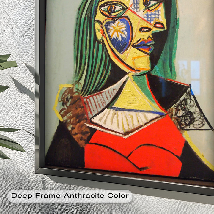 Solar Veil – Cubist Portrait of a Woman in Red Hat Oil Painting