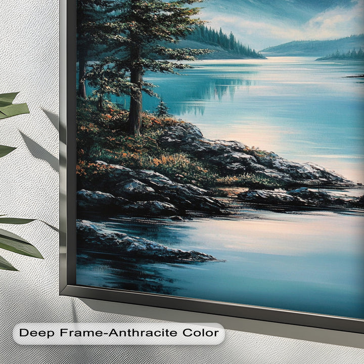 Ölgemälde einer Alpenseelandschaft – Wandkunst mit Bergnatur