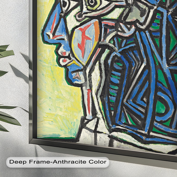 Geometric Portrait with Cyan and Emerald Tones - Picasso Oil Painting