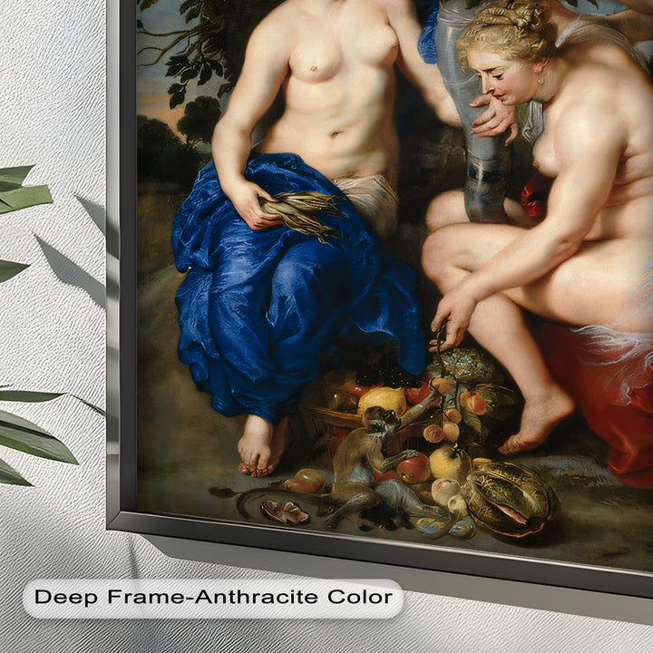 Bountiful Companions – Renaissance Oil Painting of Fruit and Femininity