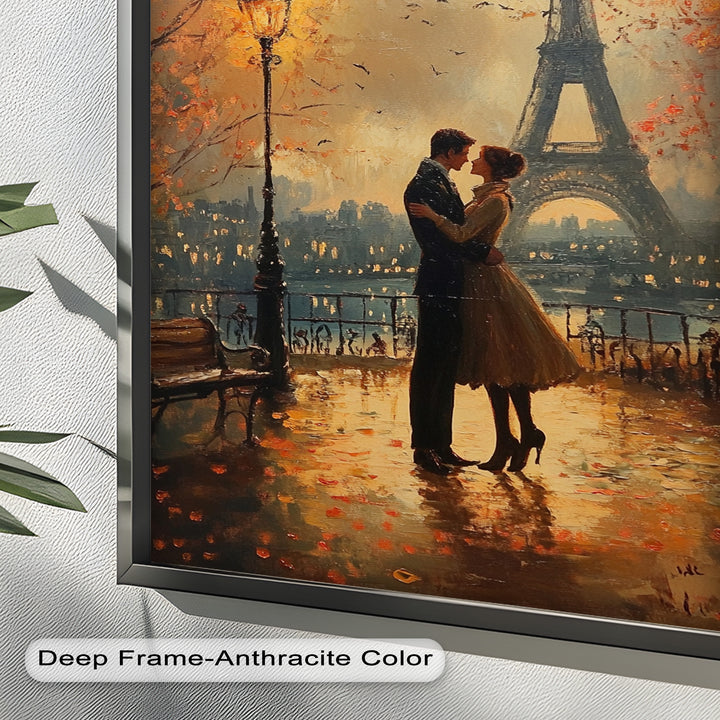 Paris Moonlight – Lovers Beneath the Eiffel Tower Love Oil Painting
