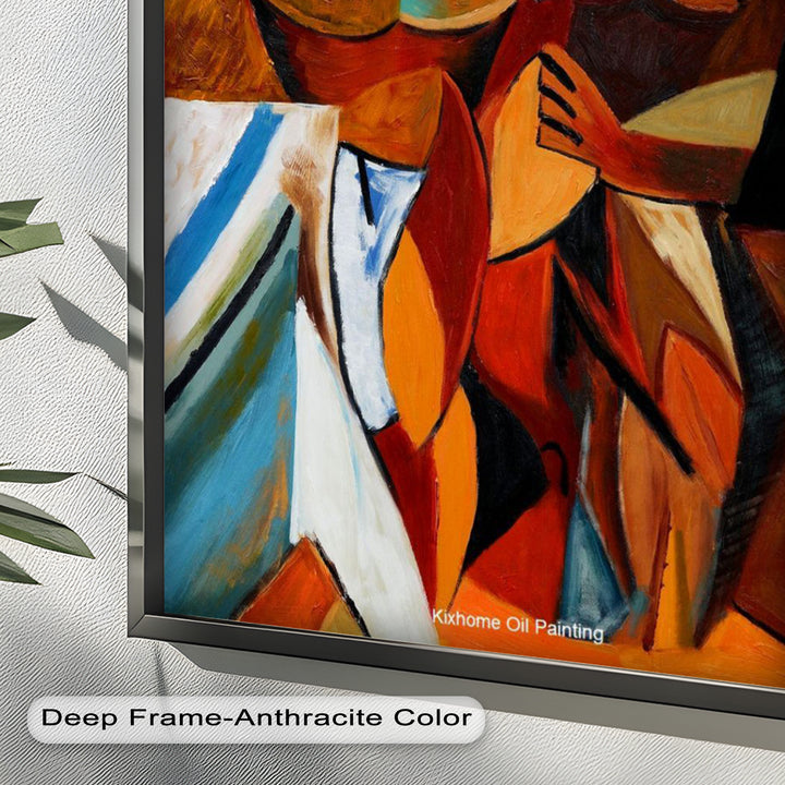 Embracing Figures Wall Art – Cubist Abstract Oil Painting