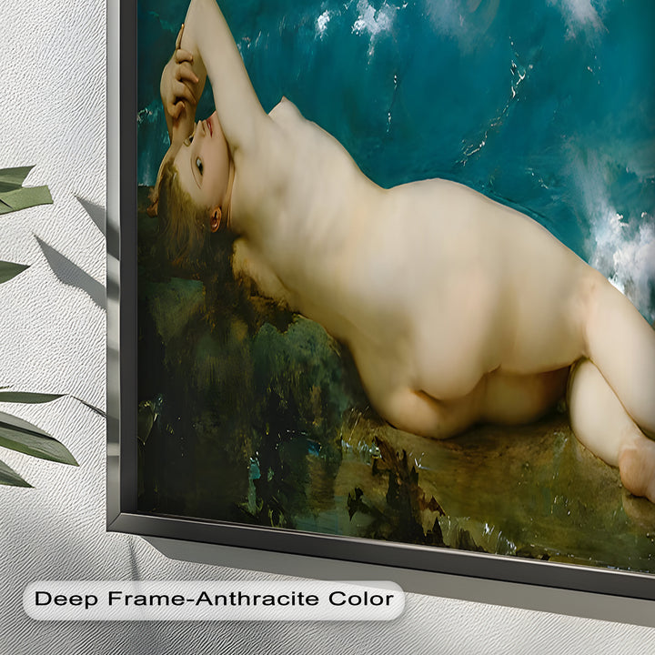 Sirensong Repose – Mythological Nude Beside the Sea Oil Painting