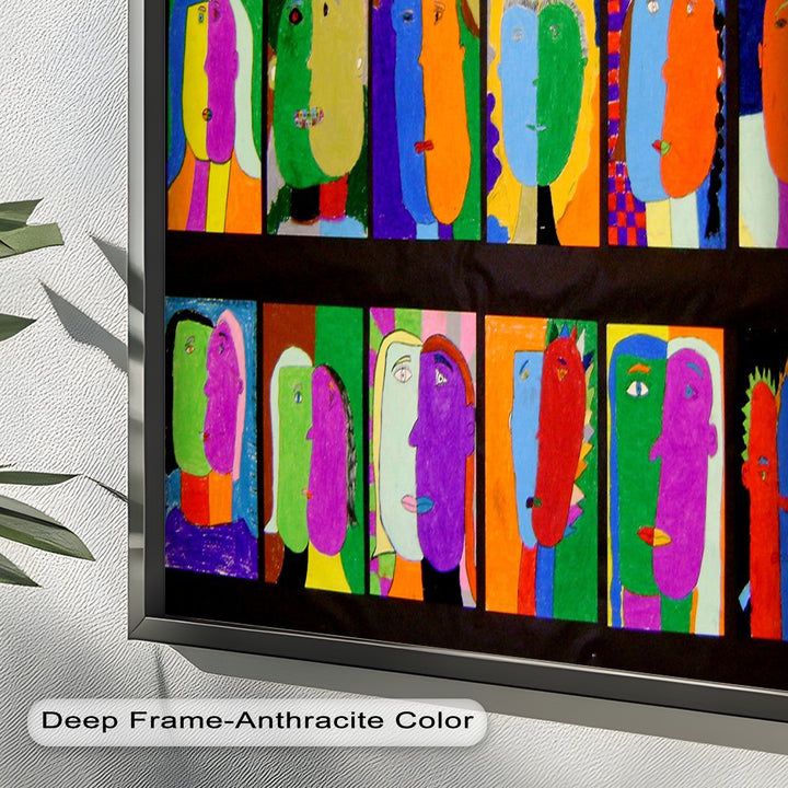Pop Cubist Faces Wall Art – Abstract Oil Painting