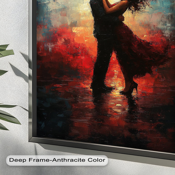 Eternal Flame – Embracing Couple at Sunset Love Oil Painting