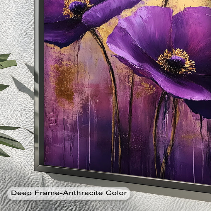 Purple Florals with Gold Accents - Flower Oil Painting