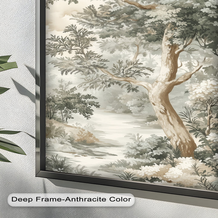 Nature Wall Art - Sepia Forest Landscape Oil Painting