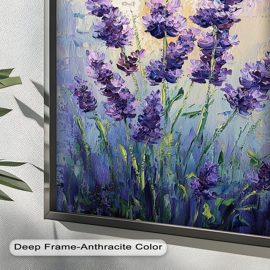 Lavender Blooms in Textured Harmony - Flower Oil Painting