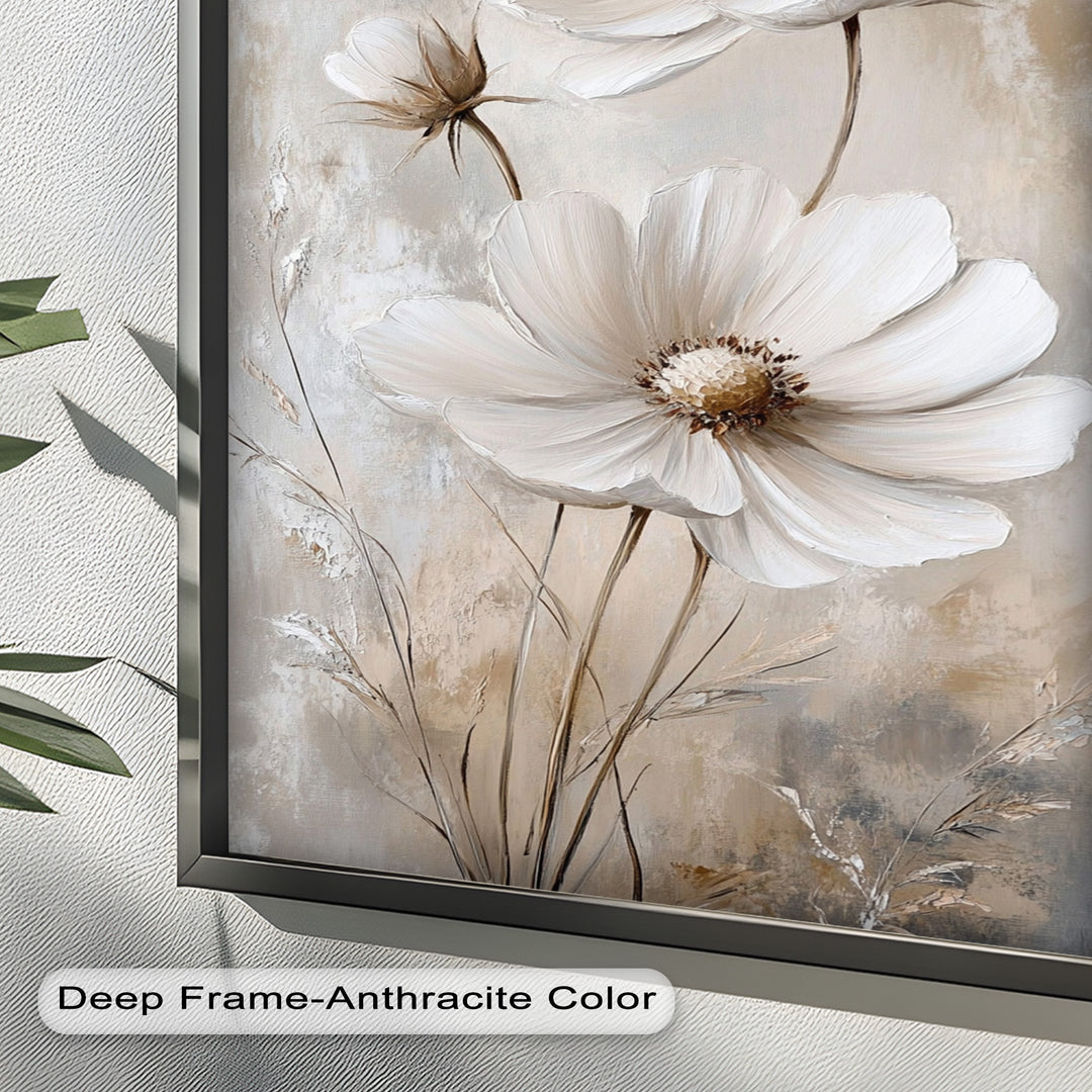 Soft Ivory Florals in Warm Neutrals - Flower Oil Painting