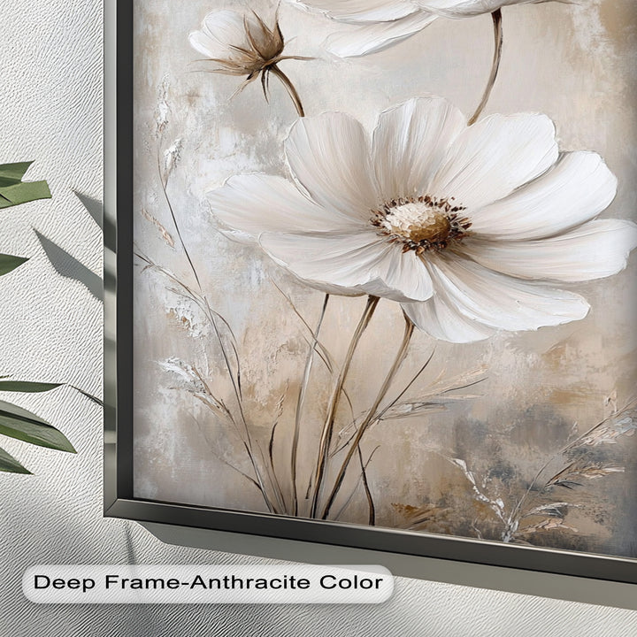 Soft Ivory Florals in Warm Neutrals - Flower Oil Painting