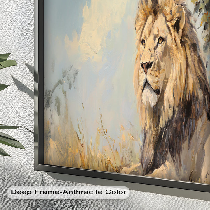 Lion Beneath African Sky - Animal Oil Painting