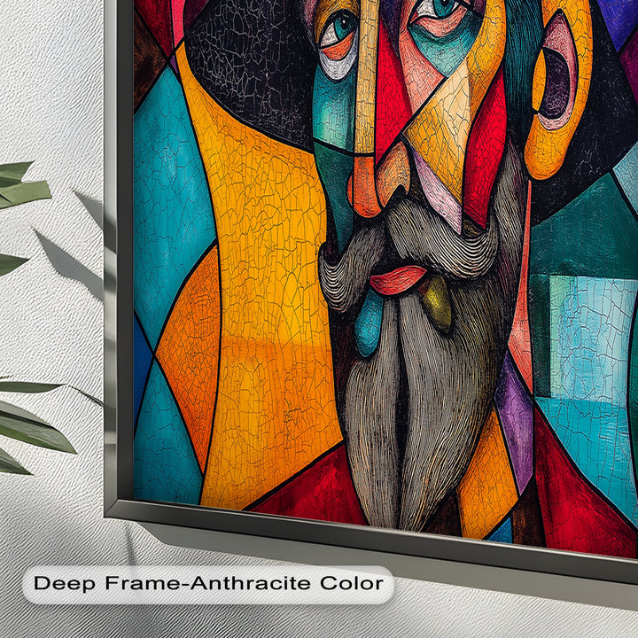 The Thinker’s Mosaic – Abstract Male Portrait Oil Painting