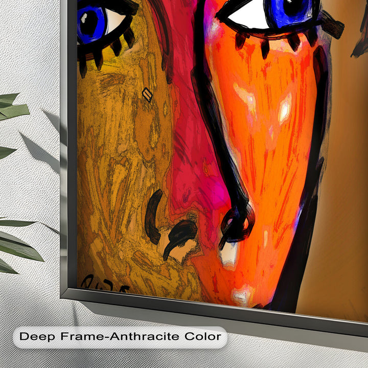 Gaze of Fire – Abstract Portrait with Distant Figure Picasso Oil Painting
