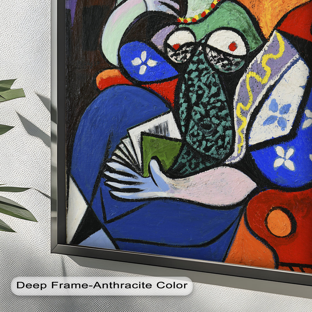 Abstract Woman Reading on Red Armchair - Picasso Oil Painting