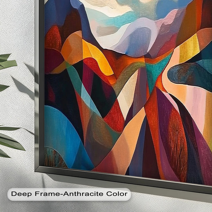 Valley of Vibrance – Geometric Landscape Abstract Oil Painting - MyPhotoStation