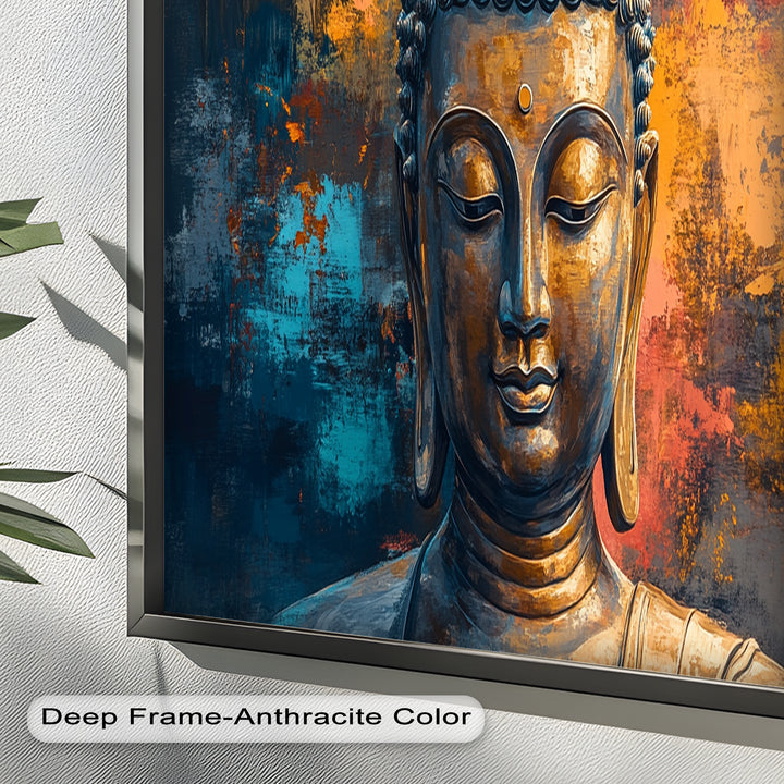 Golden Buddha Wall Art – Colorful Oil Painting