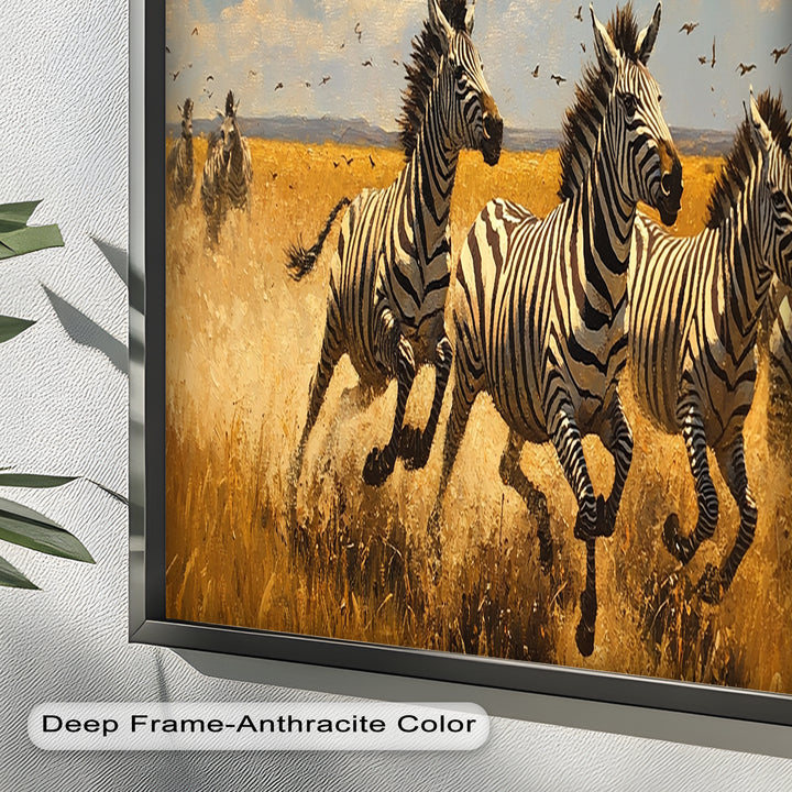 Thundering Zebra Herd – Wild Safari Oil Painting