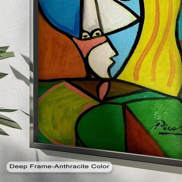 Golden Gaze – Cubist Woman in Hat Picasso Oil Painting