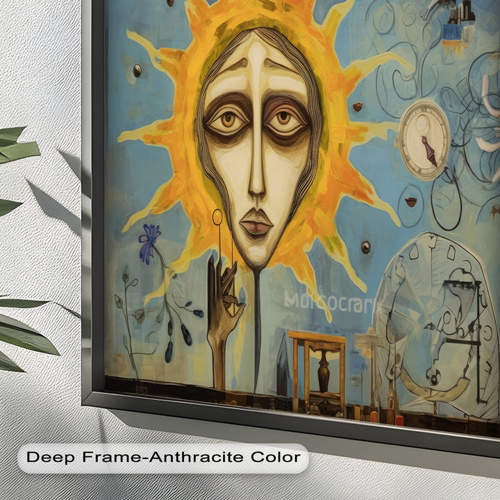 Solar Mindscape – Surreales Sonnengesicht-Ölgemälde von Picasso