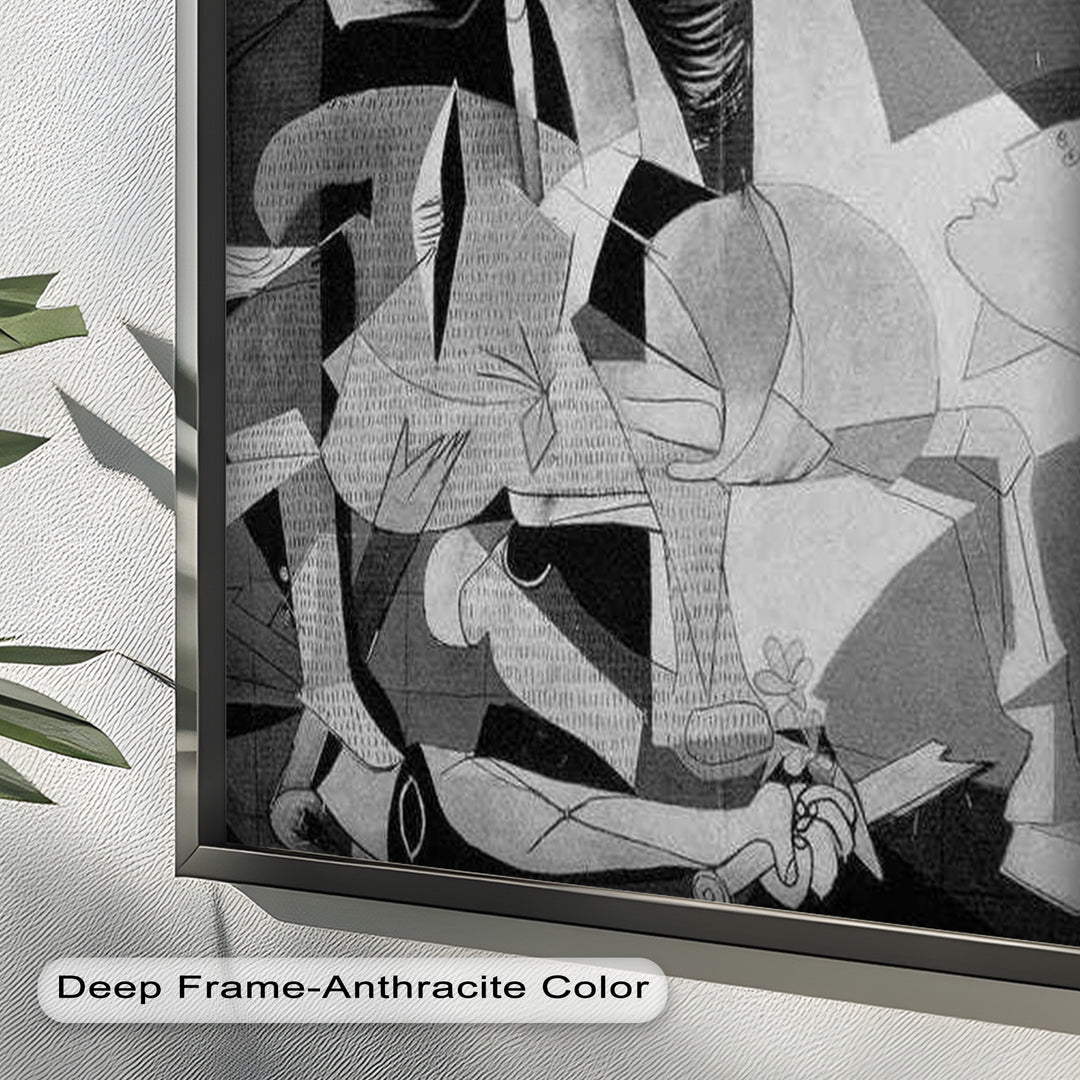 Echoes of War – Black & White Cubist Masterpiece Oil Painting