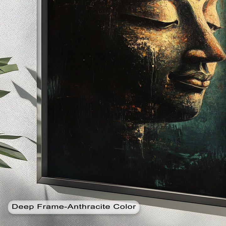 Ruhiges Buddha-Gesicht als Wandkunst – Religiöses Ölgemälde