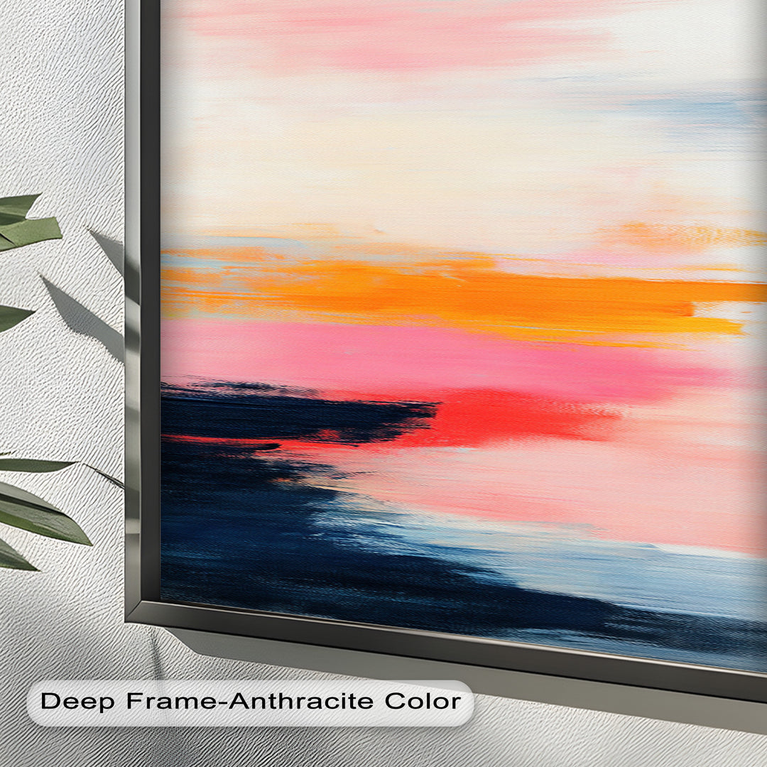 Blush Horizon – Abstraktes Ölgemälde mit Sonnenuntergangshimmel