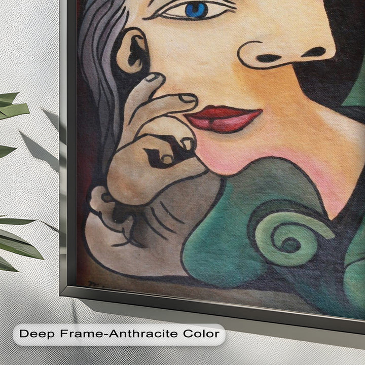 Quiet Bloom – Woman with Yellow Flower Picasso Oil Painting