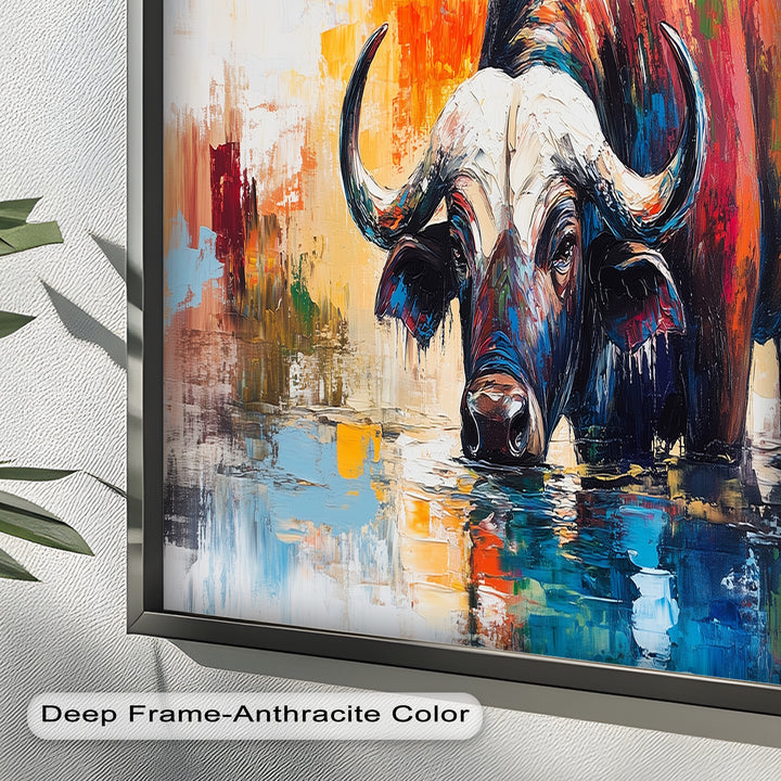 Water Buffalo at River’s Edge – Oil Painting