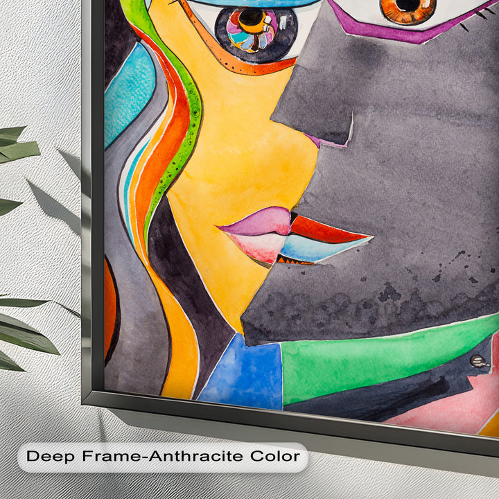 Dual Reflections – Farbenfrohes abstraktes Ölgemälde mit geteiltem Gesicht