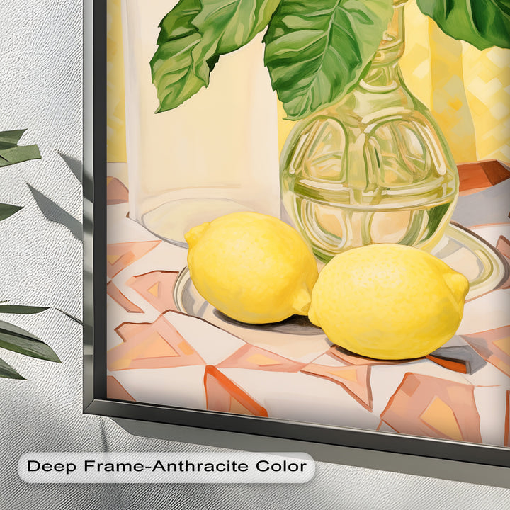 Lemon & Leaf Kitchen Art – Framed Oil Painting