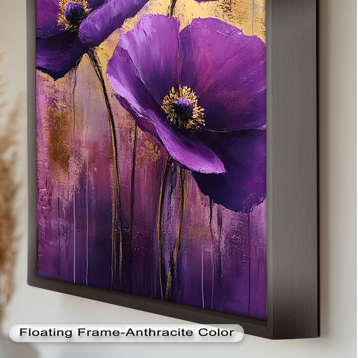 Purple Florals with Gold Accents - Flower Oil Painting