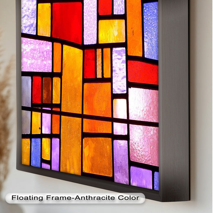 Farbblock-Wandkunst im Buntglas-Look – Abstraktes Ölgemälde