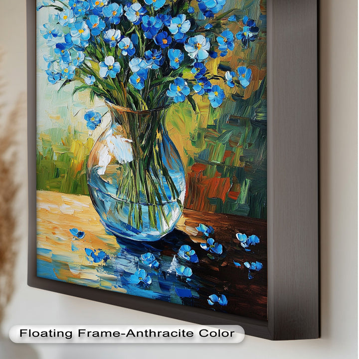 Blue Wildflower Bouquet Wall Art – Floral Oil Painting