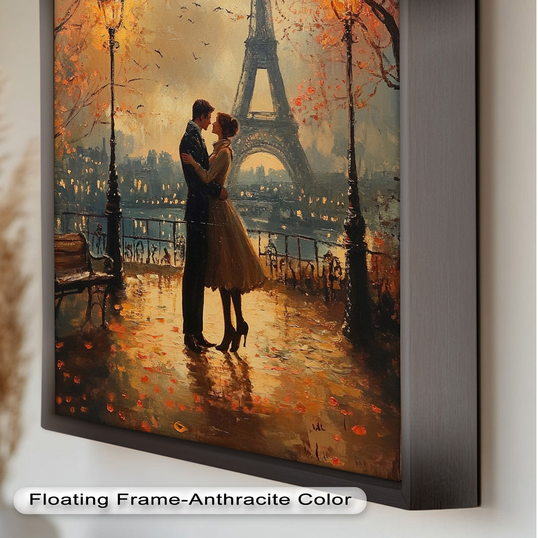 Paris Moonlight – Lovers Beneath the Eiffel Tower Love Oil Painting