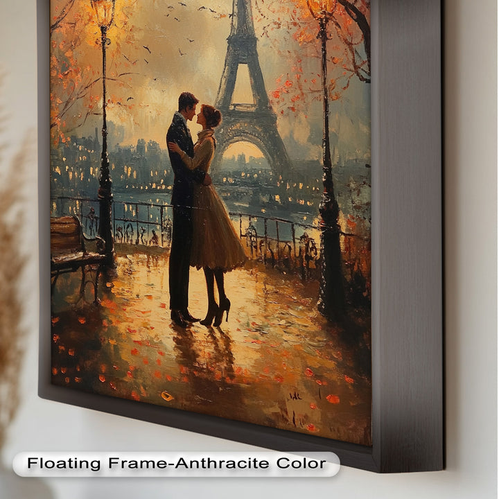 Paris Moonlight – Lovers Beneath the Eiffel Tower Love Oil Painting